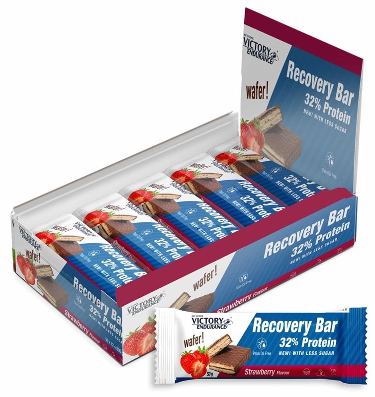 Weider Joe Victory Endurance Recovery Bar, Strawberry - 12 vnt., energijos batonėlis