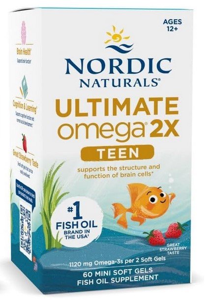 Nordic Naturals Omega-3 vaikams, braškių skonio, 60 kapsulių