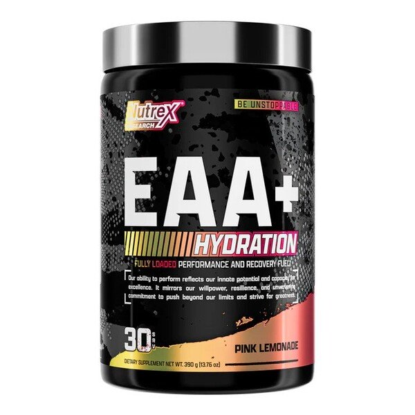 Nutrex EAA + Hydration, Pink Lemonade - 390 g, amino rūgštys ir elektrolitai, sporto papildas