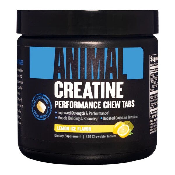 Animal Creatine Chews, Lemon Ice, sporto papildas, tabletes