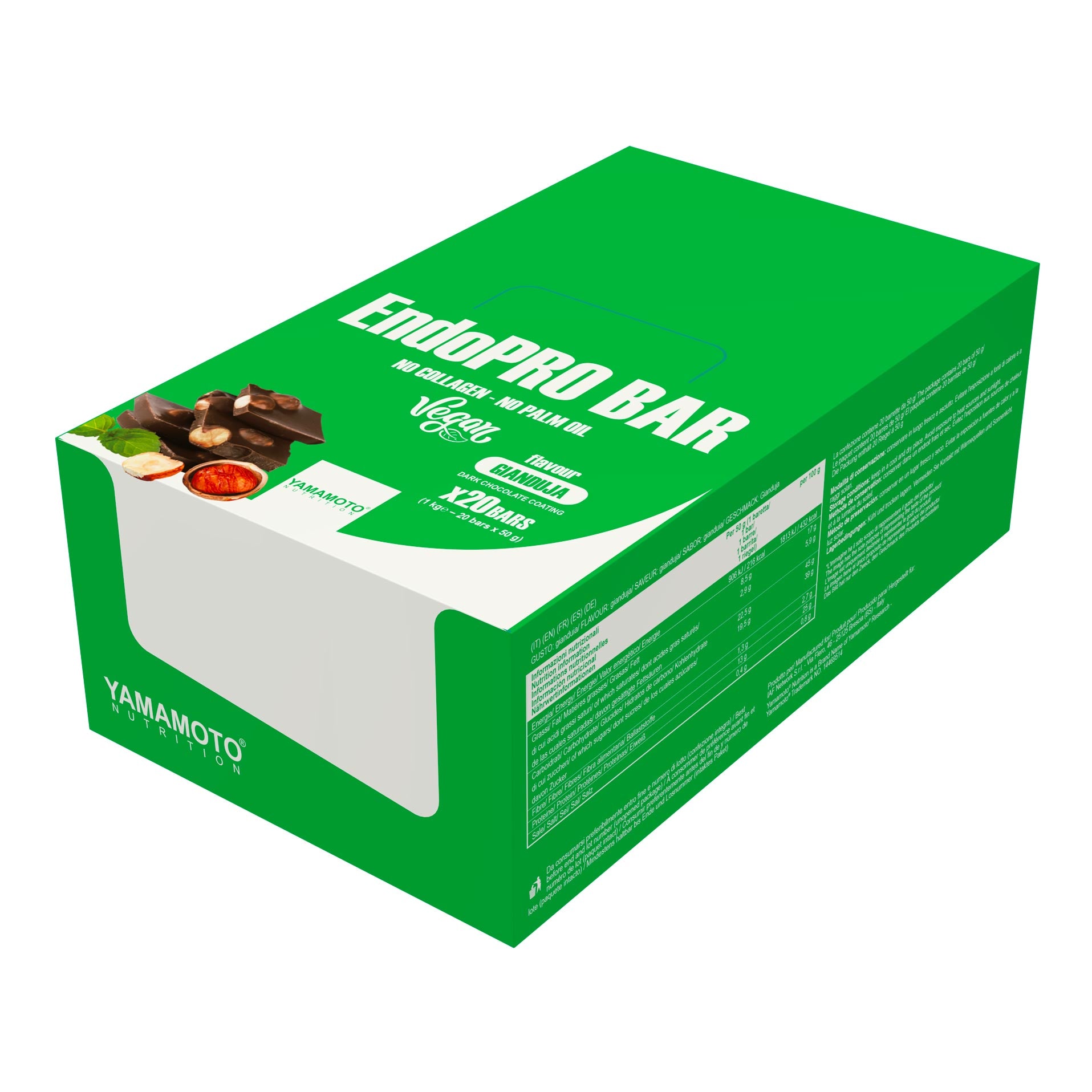 Yamamoto Nutrition EndoPRO Bar, Gianduja - 20 x 50g, sveikas užkandis