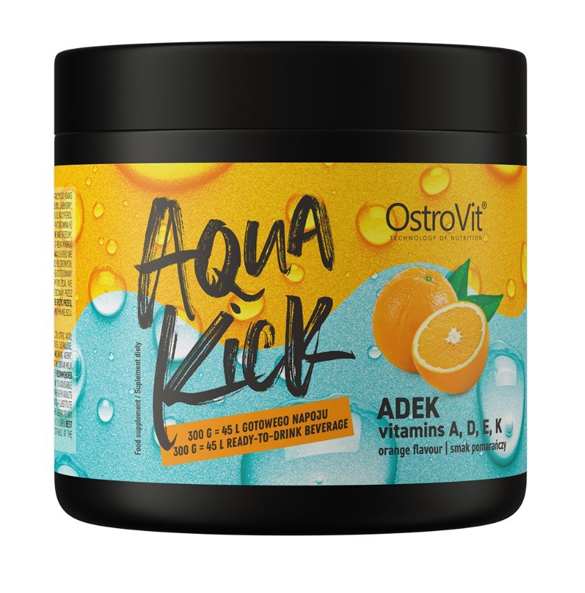 OstroVit Aqua Kick ADEK, apelsinų skonio maisto papildas