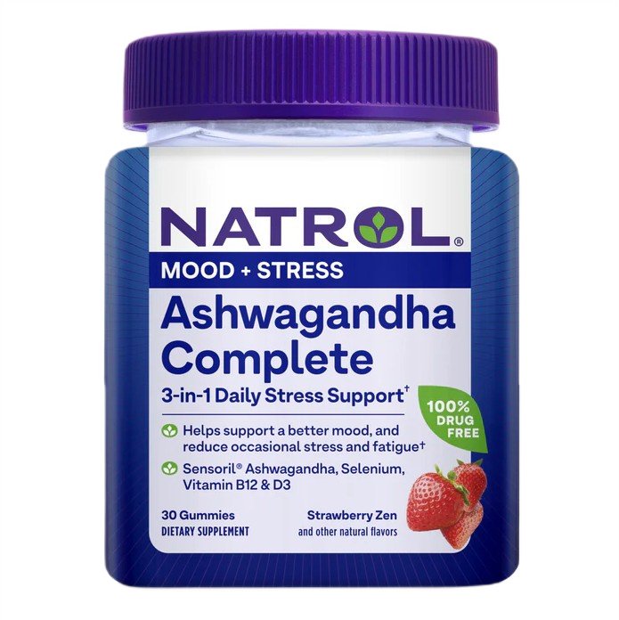 Natrol Ashwagandha Complete, maasika-zen - 30 kummikommi