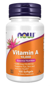 NOW Foods A-vitamiin, 10 000 RÜ - 100 kapslit