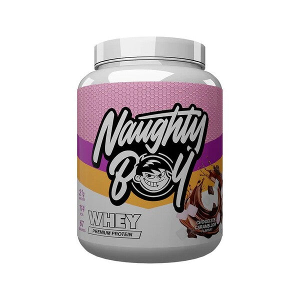 Naughty Boy Whey, Šokolado karamelės skonis, maisto papildas