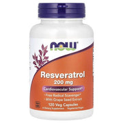 NOW Foods Resveratrol 200mg, 120 kapsulių, antioksidantai, sveikata