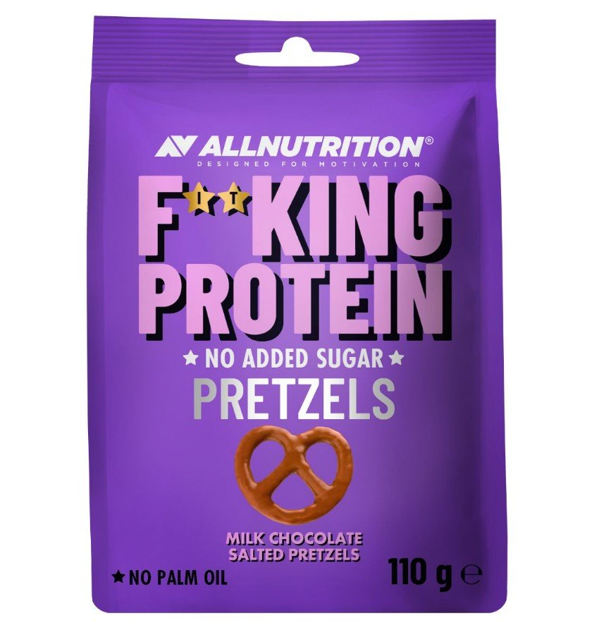 Allnutrition Fitking baltymų pretzelės, pieno šokoladas, druska, 110 g