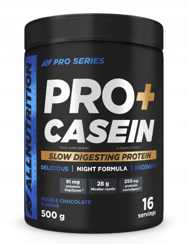 Allnutrition Pro+ Casein, Double Chocolate - 500 g maisto papildas