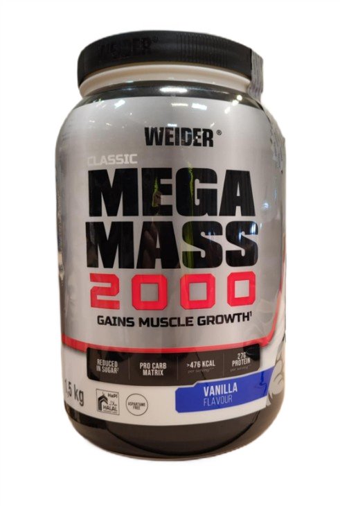 Weider Mega Mass 2000, Vanilės skonis, maisto papildas, sporto papildas, baltymai, svorio priaugimui