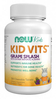 NOW Foods Kid Vits, Grape Splash - 120 kramtomųjų tablečių, vaikų maisto papildas