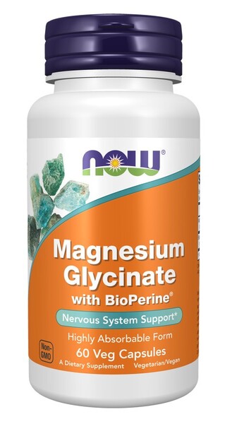NOW Foods Magnio Glycinate su BioPerine, 60 kapsulės