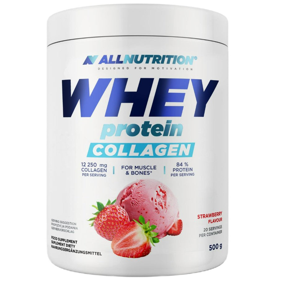 Allnutrition baltymų ir kolageno milteliai, braškių skonio, 500 g