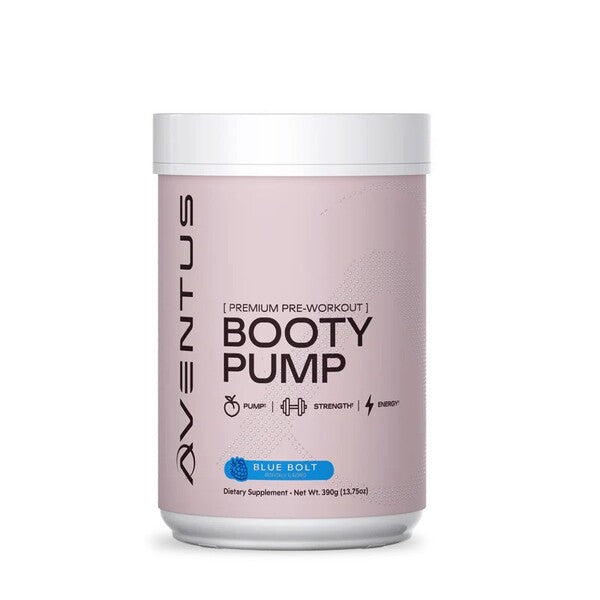 Aventus Supplements Booty Pump - Pre-workout papildas, mėlynas Bolt, 390g