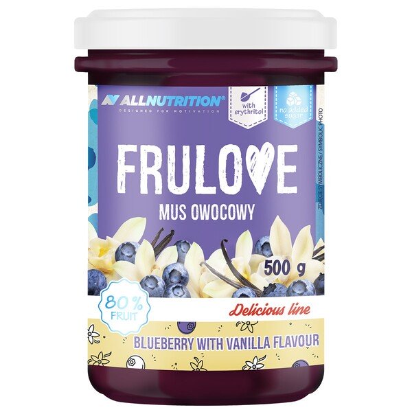 Allnutrition Frulove Mousse, mėlynių ir vanilės skonio, 500 g