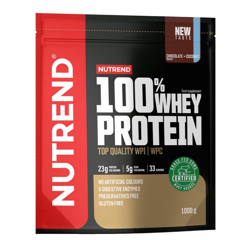 Nutrend 100% baltymų milteliai, šokoladas ir kokosas, 1000 g