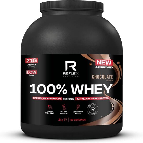 Reflex Nutrition 100% Whey, Chocolate - 2000 gramų, baltymų papildas