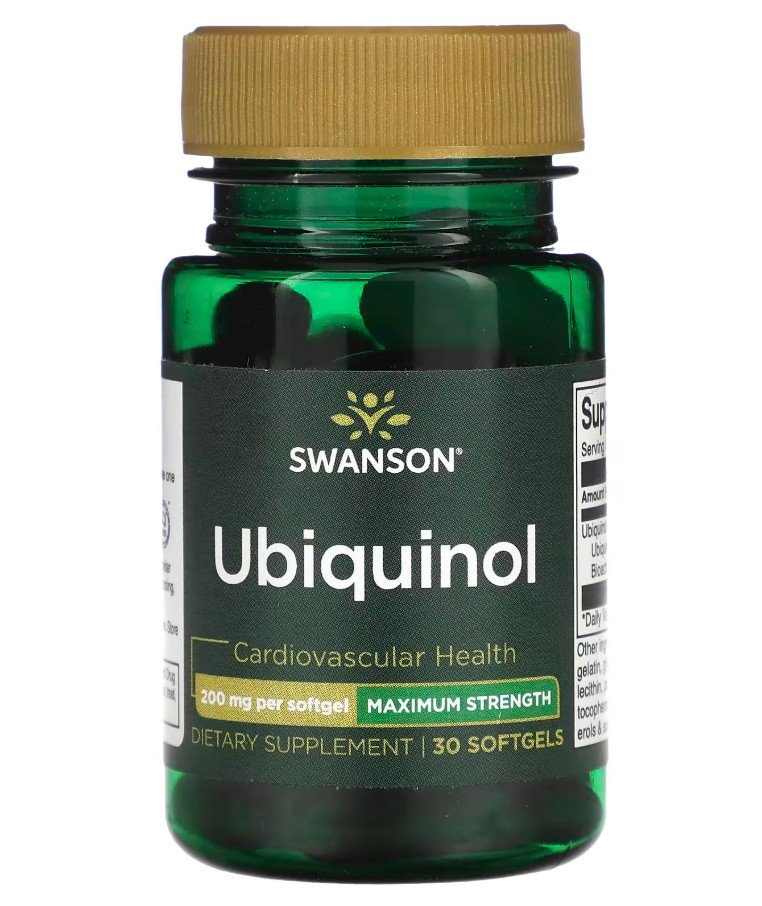 Swanson Ubiquinol, 200mg - 30 kapsulių, maisto papildas sveikatai