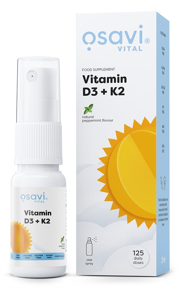 Osavi Vitamin D3 + K2 oralinis purškalas, pipirmėtė, 25 ml