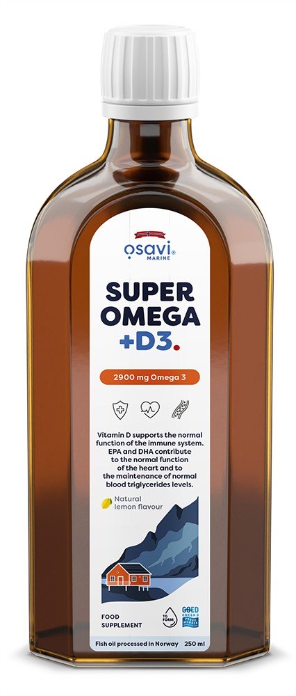 Osavi Super Omega + D3, 2900mg Omega 3, citrinos skardinė