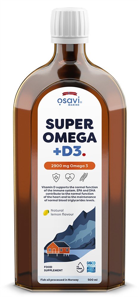 Osavi Super Omega + D3, 2900mg Omega 3, citrinos skystas maisto papildas