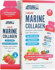Applied Nutrition skystas marine kolagenas, braškių aviečių skonis, 10 g želė