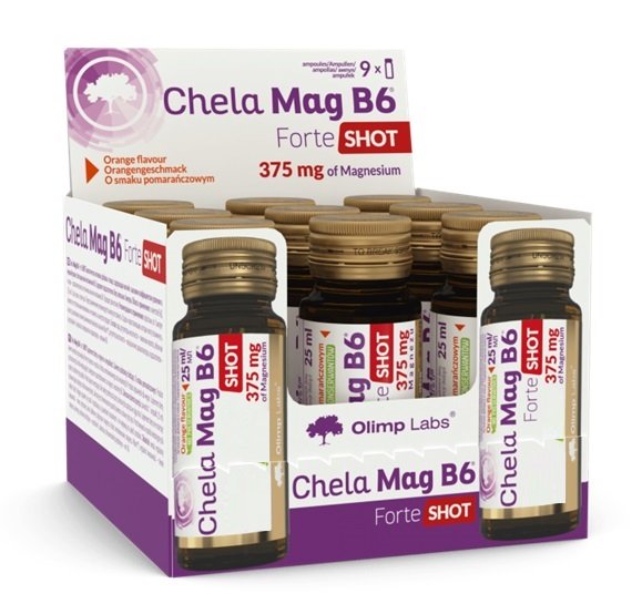 Maisto papildas Chela Mag B6 Forte Shot, apelsinų skonio, 9 vnt.