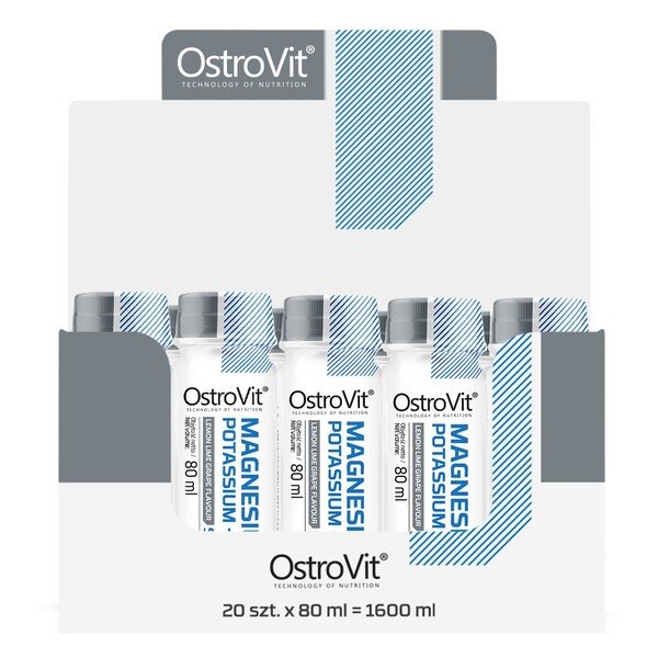 OstroVit Magnio Potassium + B6 Šotas, citrinų-limono vynuogių, maisto papildas, energijos stiprinimas