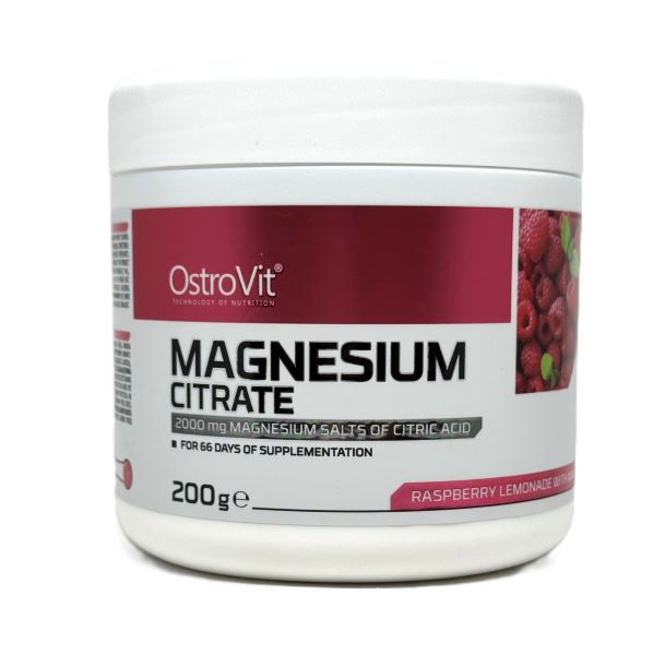 OstroVit Magnio citratas, aviečių citrinos su mėtomis, maisto papildas, 200 g