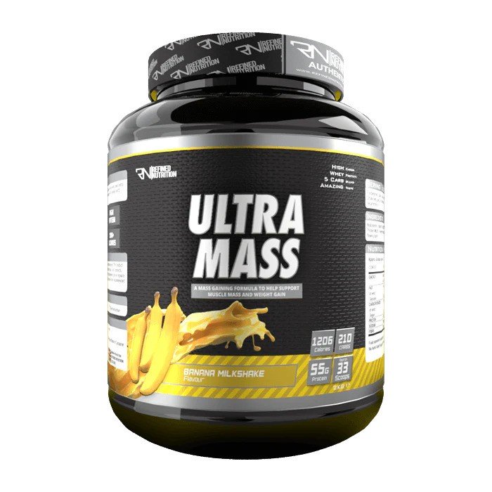 Refined Nutrition Ultra Mass, Banana Milkshake - 2000 g, maisto papildas, baltymai, svorio didinimui