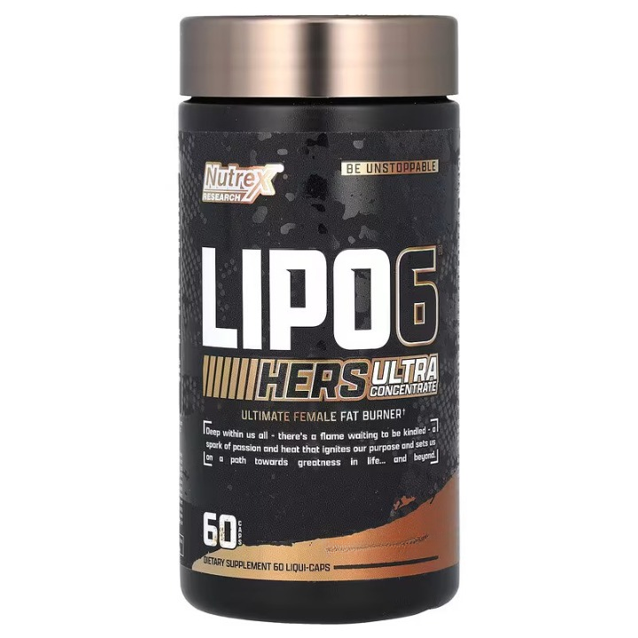 Nutrex Lipo-6 Black Hers kapsulės, riebalų degintojas, energijai ir nuovargiui mažinti
