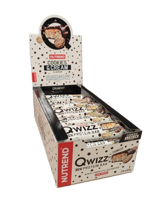Nutrend Qwizz 35% baltymų batonėlis, sausainių ir grietinėlės skonis, 24 vnt.