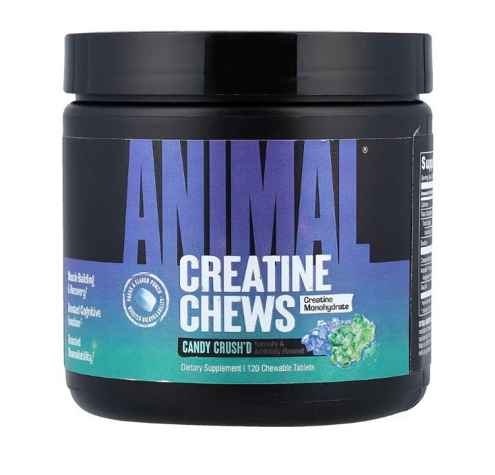 Animal Creatine Chews, Candy Crush'd - 120 kramtomos tabletės