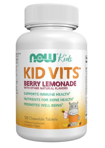NOW Foods Kid Vits, Berry Lemonade - 120 kramtomųjų tablečių vaikų maisto papildas