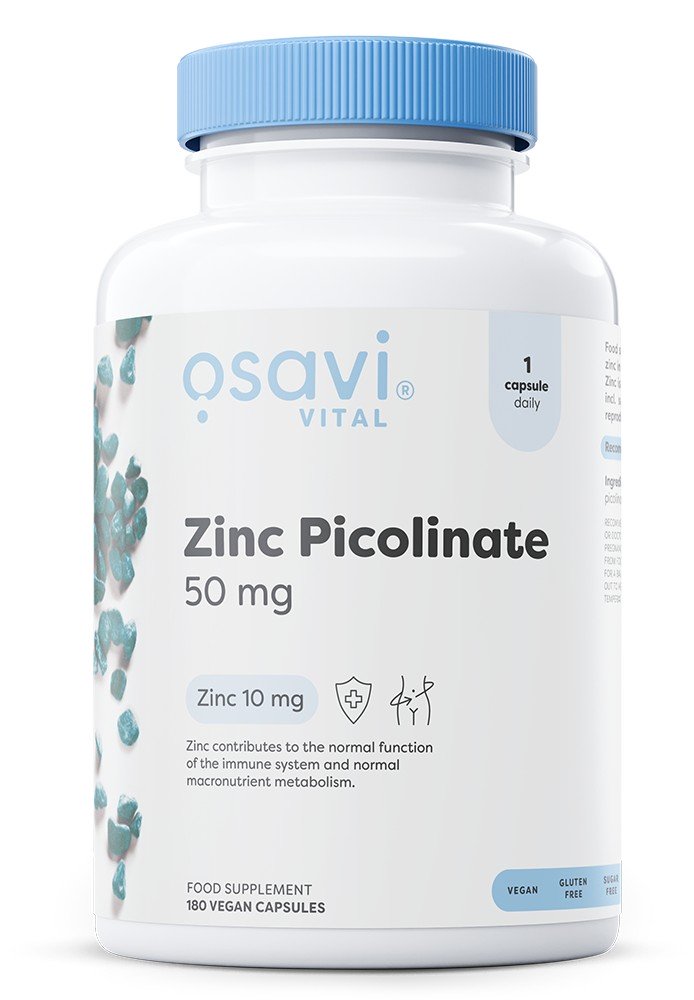 Osavi Zinc Picolinate, 50mg - 180 kapsulių, maisto papildas, cinko kapsulės