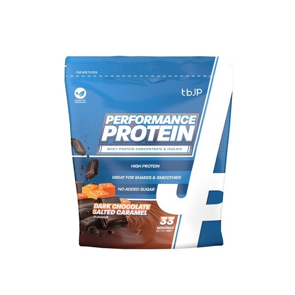 Trained by JP Performance Protein, Juodųjų šokoladų sūrus karamelės baltymų milteliai, 1000 g