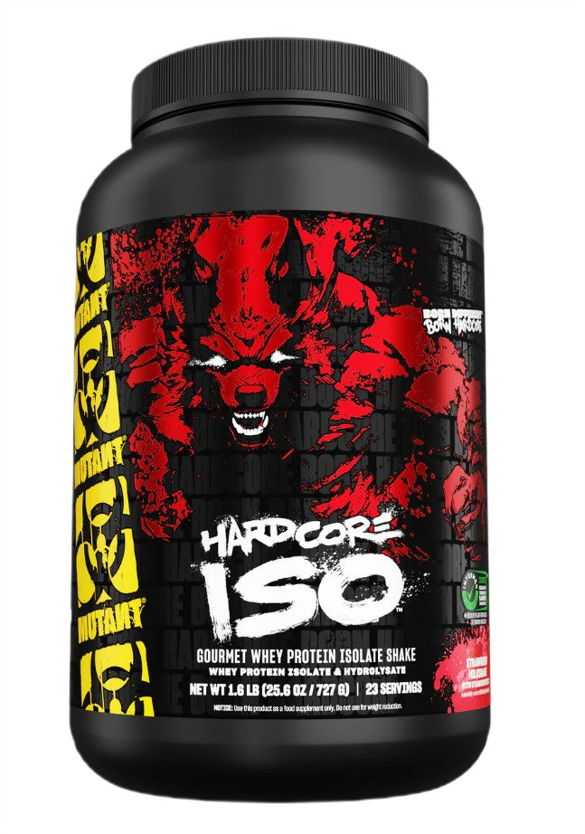Mutant Hardcore Iso, Braškių pieno kokteilis, 727 g, baltymų papildas