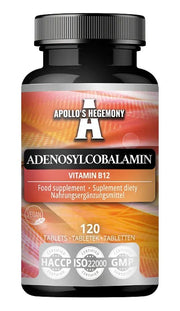 Adenosylcobalamin vitaminų papildas, 120 tablečių, maisto papildas