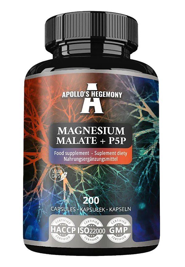 Maisto papildas Magnesium Malate + P5P, 200 kapsulių