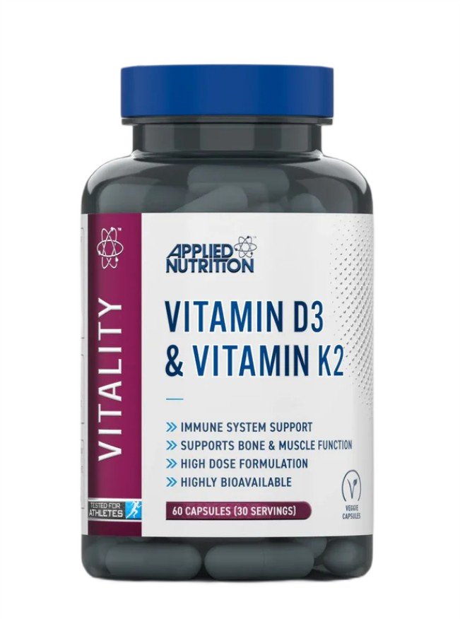 Applied Nutrition D3- ja K2-vitamiin - 60 kapslit