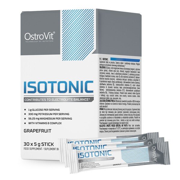 OstroVit Isotonic Sticks, Grapefruit - 30 vnt. elektrolitų gėrimas