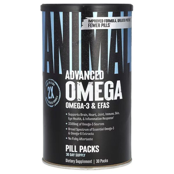 Animal Advanced Omega - 30 paketėlių, maisto papildas, omega-3, EFA, žuvų aliejus