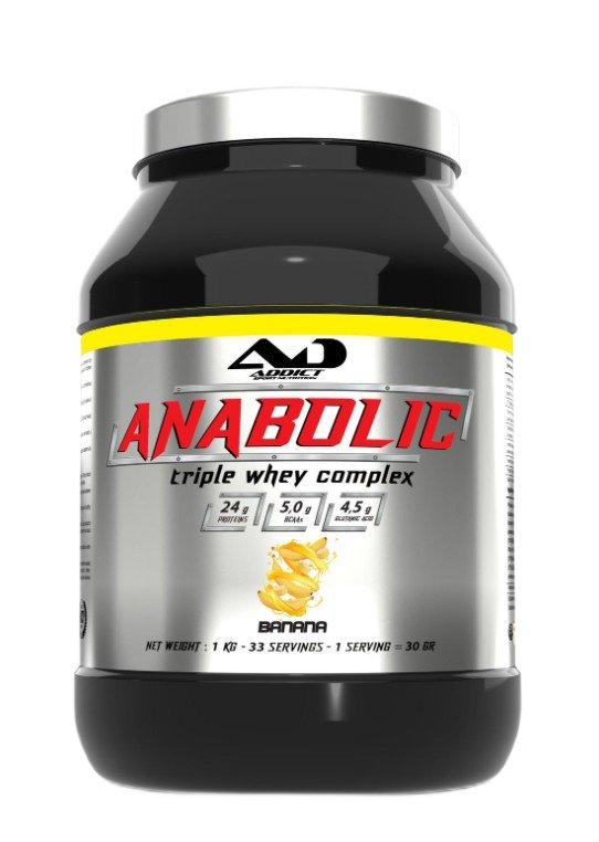 Addict Sport Nutrition Anabolic Triple Whey Complex, Banana - 1000 gramų