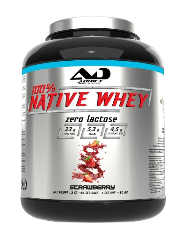 Addict Sport Nutrition baltymai, braškių skonio, 2000 g