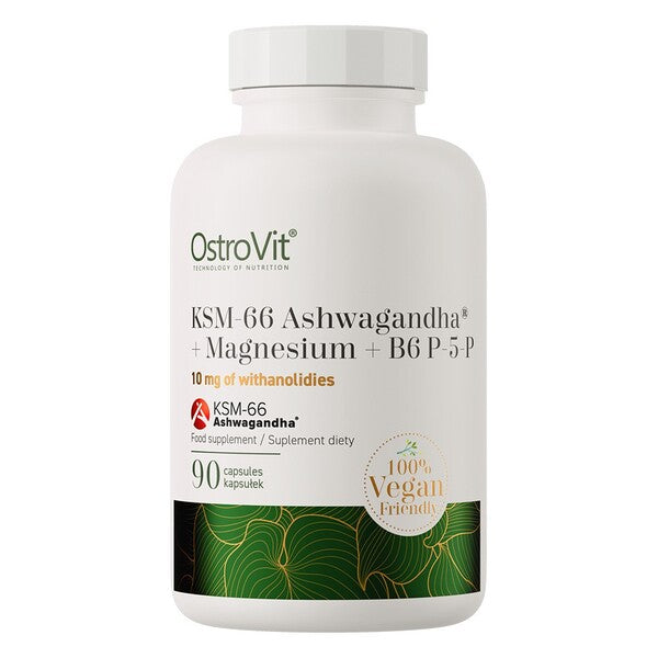 OstroVit KSM-66 Ashwagandha + Magnisium + B6 kapsulės