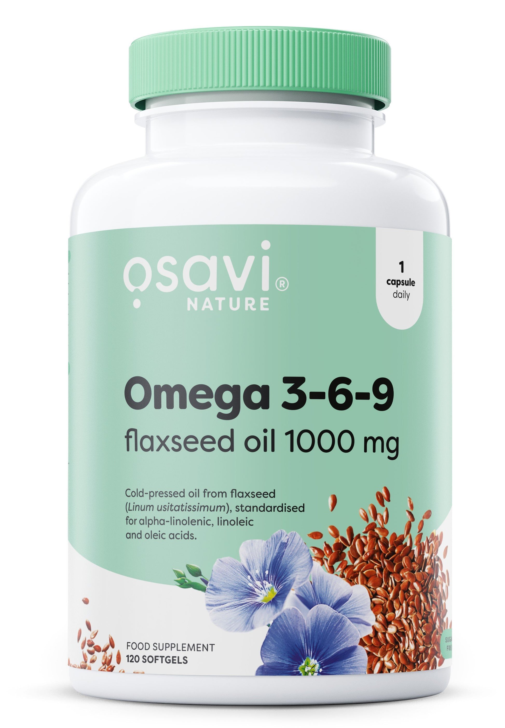 Osavi Omega 3-6-9 flaxseed aliejus kapsulės, sveikatos papildas