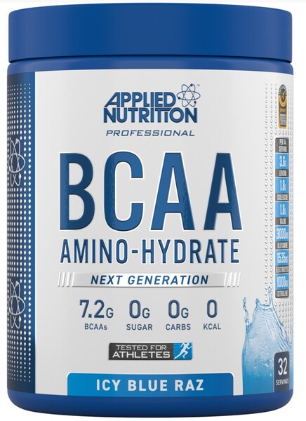 Applied Nutrition BCAA Amino-Hydrate, Icy Blue Raz, sporto papildas, energijos gėrimas, 450 g