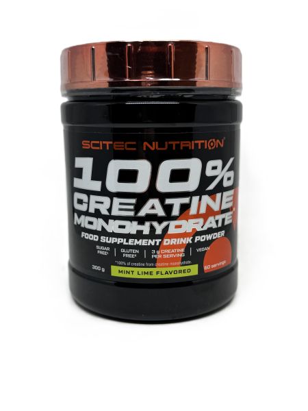 Kreatino papildas SciTec 100% Monohidrato, Mėtų Limo - 300 g