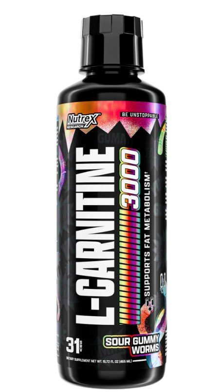 L-karnitinas maisto papildas Nutrex L-Carnitine 3000, Sour Gummy Worms, 465 ml