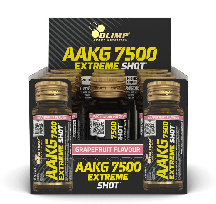 Olimp Nutrition AAKG 7500 Extreme Shot, Grapefruit, sporto papildas, energijos koncentratas, 25 ml buteliukai