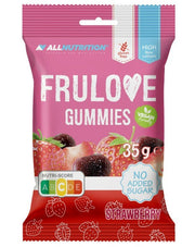 Allnutrition Frulove Gummies braškių skonio, 35 g, sveiki užkandžiai